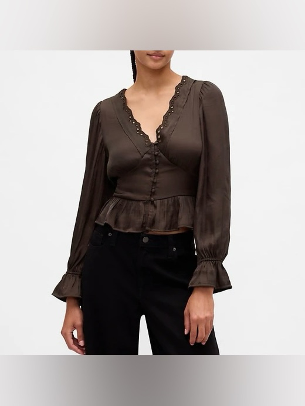 Gap Eyelet V-Neck Peplum Top